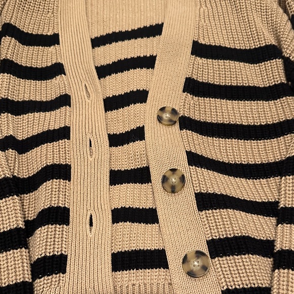 Striped Tan and Black Women's Sweater - Picture 5 of 8